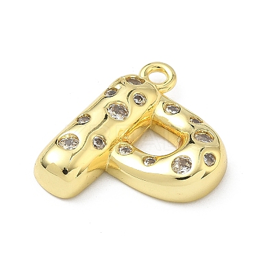 Brass Micro Pave Clear Cubic Zirconia Pendants KK-I476-02G-P-1