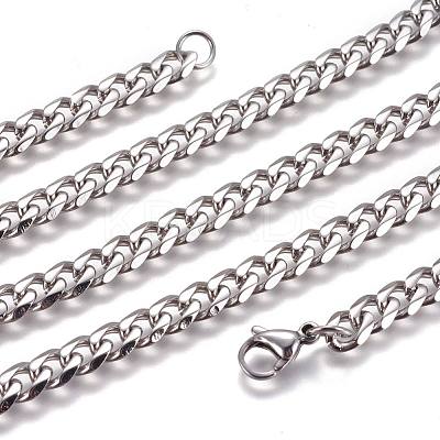 Non-Tarnish 304 Stainless Steel Cuban Link Chain Necklaces NJEW-L159-02A-P-1