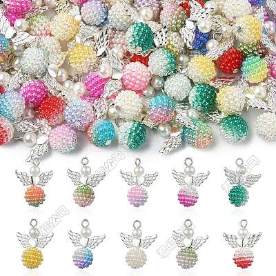 50Pcs 10 Colors Imitation Pearl Acrylic Pendants PALLOY-CJD00002-1