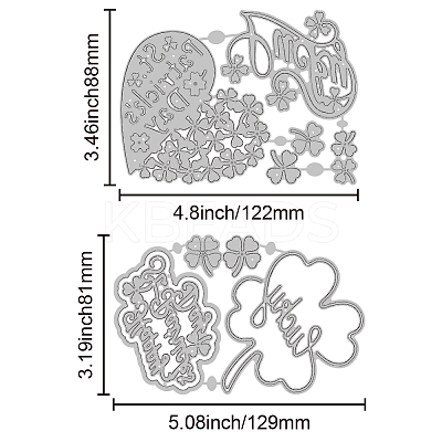 Saint Patrick's Day Shamrock Carbon Steel Cutting Dies Stencils DIY-WH0309-3308-1
