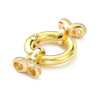 Brass Micro Pave Clear Cubic Zirconia Fold Over Clasps X-ZIRC-P085-02G-1