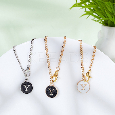 Flat Round with Letter Alloy Enamel Wine Glass Charms AJEW-AB00184-25-1