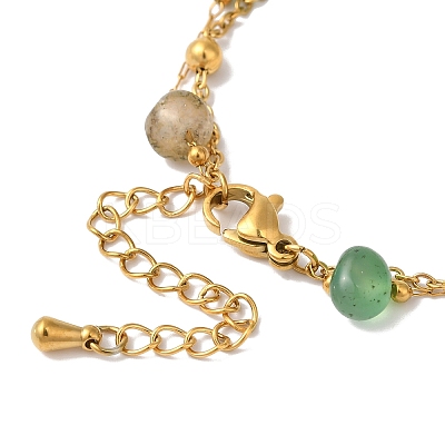 Summer Beach Nuggets Natural Agate(Dyed & Heated) Multi-Strand Anklets BJEW-P326-07E-G-1