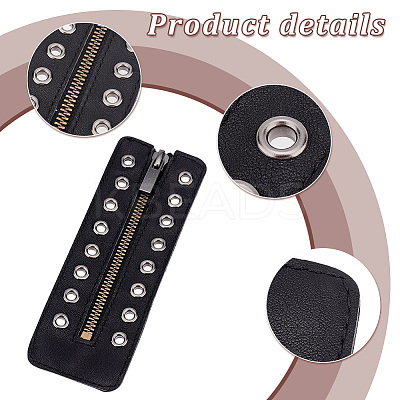 PU Leather Lace-in Boot Zipper Inserts DIY-WH0387-37B-01-1