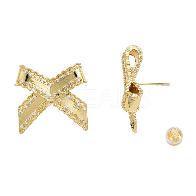 Cubic Zirconia Bowknot Stud Earrings EJEW-N011-64-1