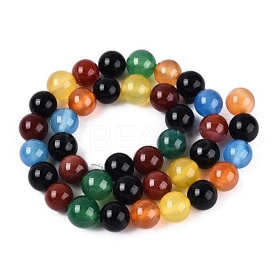 Natural Agate(Dyed & Heated) Beads Strands G-Q604-10MM-01-1