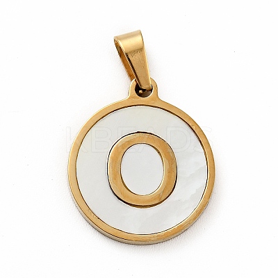 PVD Vacuum Plating 304 Stainless Steel with White Shell Pendants STAS-G268-01O-G-1