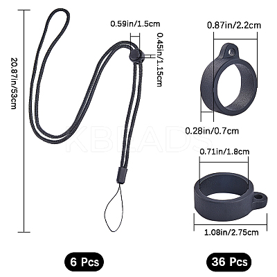 36Pcs Silicone Rings with 6Pcs Polyester Necklace Lanyard Anti-Loss Pendant Holder DIY-GF0008-07A-1