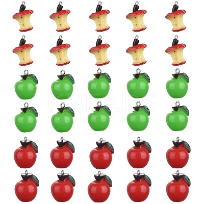 30Pcs 3 Style Resin Pendants RESI-LS0001-02P-1