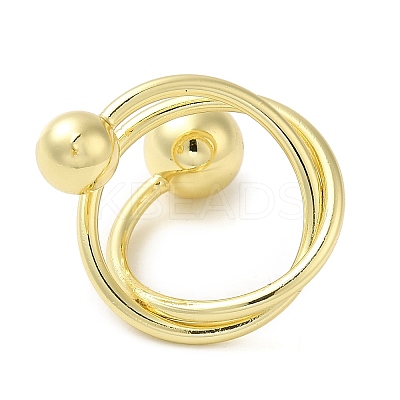 Rack Plating Brass Round Ball Cuff Rings RJEW-D015-02G-1