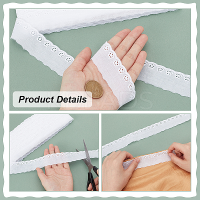 15 Yards Cotton Embroidery Flower Lace Trim DIY-WH0542-34B-1