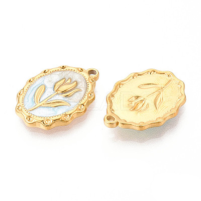 304 Stainless Steel Enamel Pendants STAS-N110-27D-G-1