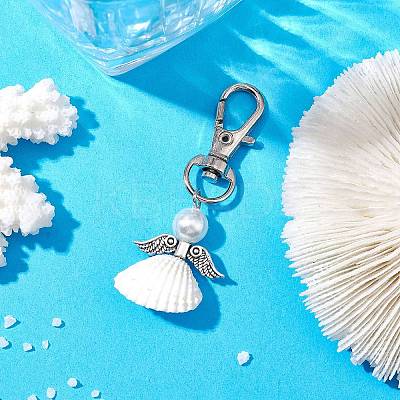 Angel Spiral Shell Pendant Decooration HJEW-JM01964-01-1