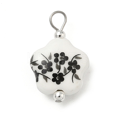 Handmade Printed Porcelain Pendants PALLOY-JF04401-01-1