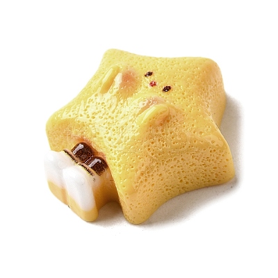 Yellow Cute Opaque Resin Cabochons RESI-L046-A04-1