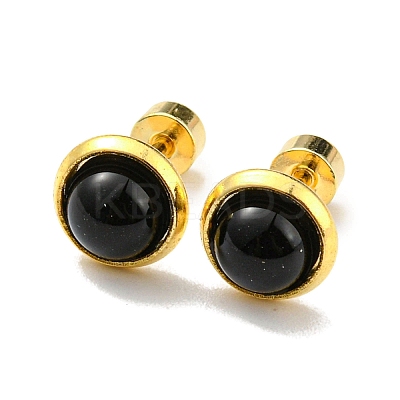 12 Pairs 6 Color Flat Round Resin Straight Barbell Stud Earrings AJEW-C032-01G-1