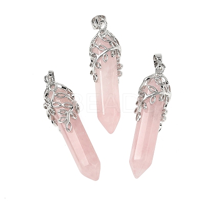 Natural Rose Quartz Pendants G-M450-01P-09-1