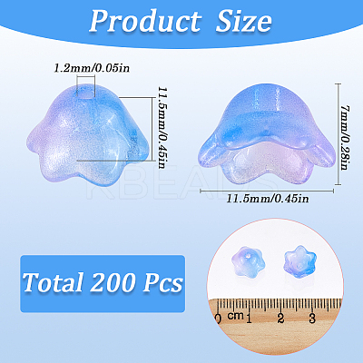 200Pcs Glass Bead Caps for Wind Chimes Making GLAA-SP0001-03D-1