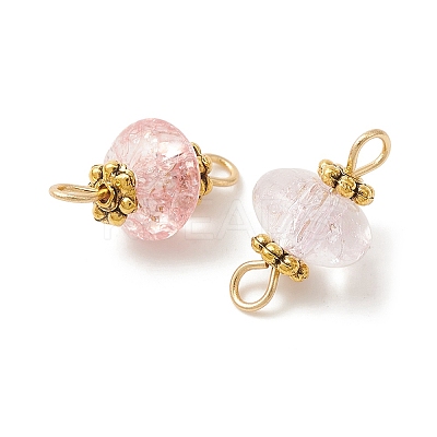 Crackle Glass Connector Charms PALLOY-YW0001-44-1