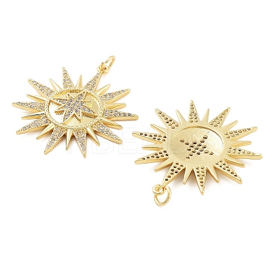 Sun Rack Plating Brass Micro Pave Clear Cubic Zirconia Pendants KK-NH0001-06B-G-1