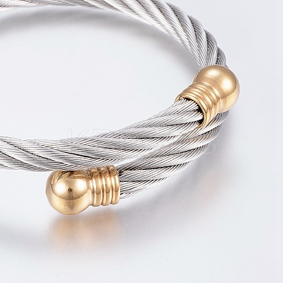 304 Stainless Steel Torque Bangles BJEW-G584-18-1