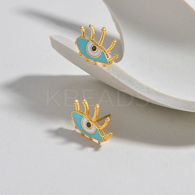 304 Stainless Steel Enamel Stud Earrings for Women EJEW-M095-05G-1