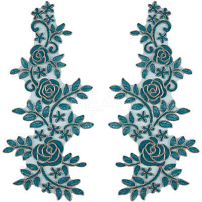 Flower Polyester Embroidery Lace Appliques DIY-WH20011-03B-1