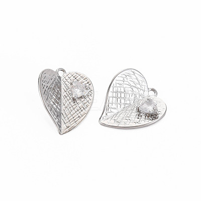 Brass Micro Pave Clear Cubic Zirconia Pendants KK-S364-256-1