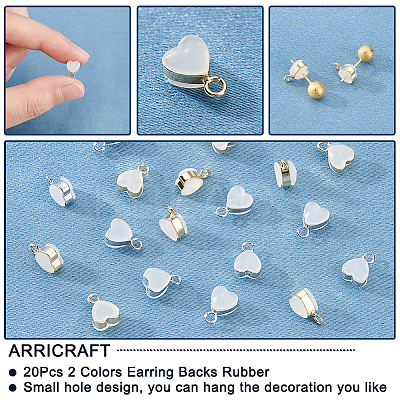 20Pcs 2 Colors Silicone with Brass Ear Nuts FIND-AR0002-77-1