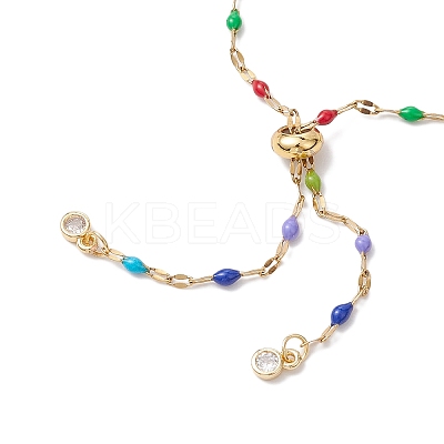 304 Stainless Steel Colorful Enamel Link Chain Slider Bracelet Makings AJEW-JB01281-1