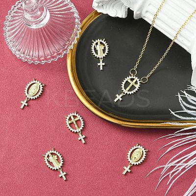 6Pcs 3 Styles Brass Micro Pave Cubic Zirconia Pendants KK-CJ0002-98-1