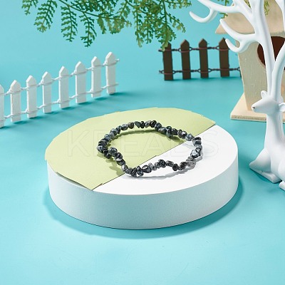 Natural Snowflake Obsidian Chip Beads Bracelet for Girl Women BJEW-JB06748-05-1
