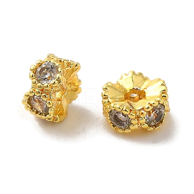 Brass Micro Pave Cubic Zirconia Beads KK-C072-22G-01-1