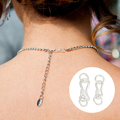 4Pcs 2 Styles 925 Sterling Silver S-Shaped Hook Clasps STER-GO0001-16-1