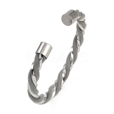 304 Stainless Steel Cuff Bangles for Women STAS-M023-18D-1