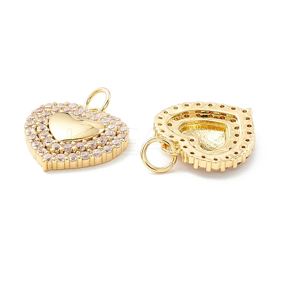 Rack Plating Brass Micro Pave Clear Cubic Zirconia Pendants KK-D073-19G-1