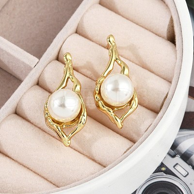 Ion Plating(IP) 304 Stainless Steel Teardrop Stud Earrings EJEW-A119-02G-1