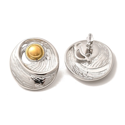 304 Stainless Steel Two Tone Stud Earrings EJEW-F355-02GP-01-1