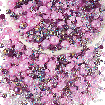 Half Round ABS Plastic Cabochons FIND-TAC0038-08D-1