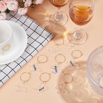 Transparent Acrylic Butterfly Wine Glass Charms AJEW-AB00114-1