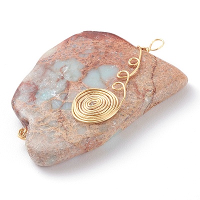 Natural Aqua Terra Jasper Big Pendants PALLOY-JF00665-1