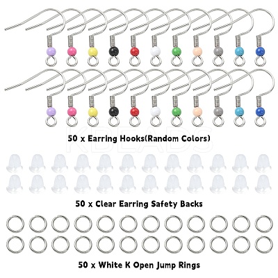 50Pcs 304 Stainless Steel Earring Hooks STAS-YW0001-81-1