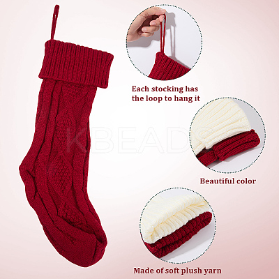 4Pcs 2 Colors Knitted Acrylic Fiber Hanging Stocking Bags AJEW-SP0004-02-1