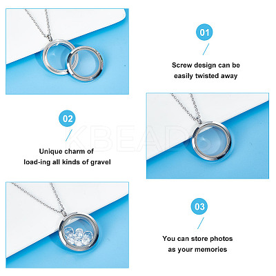DIY Blank Dome 304 Stainless Steel Locket Pendant Necklace Making Kit STAS-DR0001-02P-1