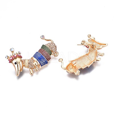Dog with Crown Enamel Pin with Rhinestone JEWB-N007-069-1