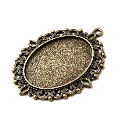 Large Vintage Tibetan Style Alloy Pendant Cabochon Settings X-TIBEP-M018-70AB-NF-1