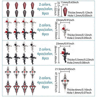 32Pcs 8 Style Alloy Pendants FIND-GO0001-89-1