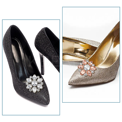 8Pcs 4 Colors Zinc Alloy Crystal Rhinestone Shoe Decorations FIND-HY0002-29-1