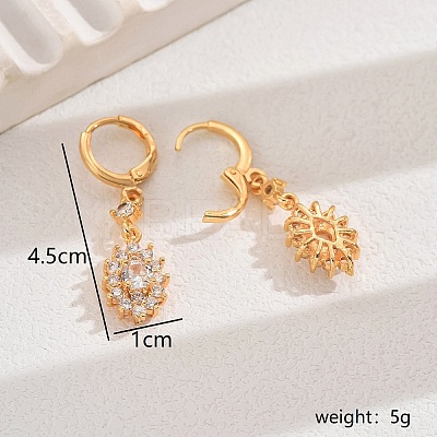 Elegant Copper Flower Hoop Earrings TF1677-2-1