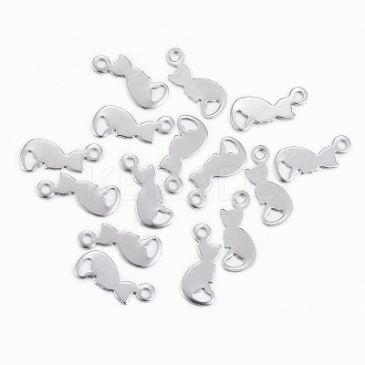 Tarnish Resistant 304 Stainless Steel Kitten Pendants STAS-H396-04P-1